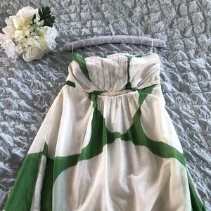 Zara Strapless Green and White Sun Dress